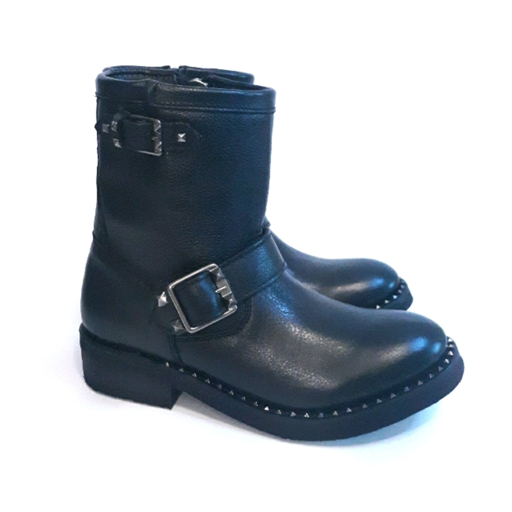 New Ash Soho Black Gunmetal Biker Boots
